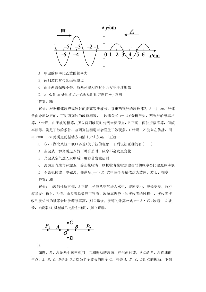 2019年高考物理二轮复习 机械振动、机械波、光及光的波动性提能专训.doc_第3页