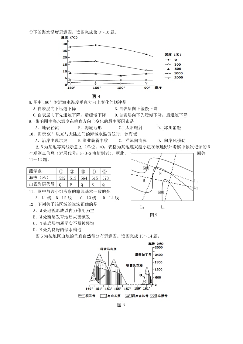 2019-2020年高三地理上学期期末联考试题(II).doc_第2页