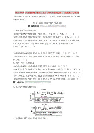 2019-2020年高考生物 考前三個月 知識專題突破練1 細(xì)胞的分子組成.doc