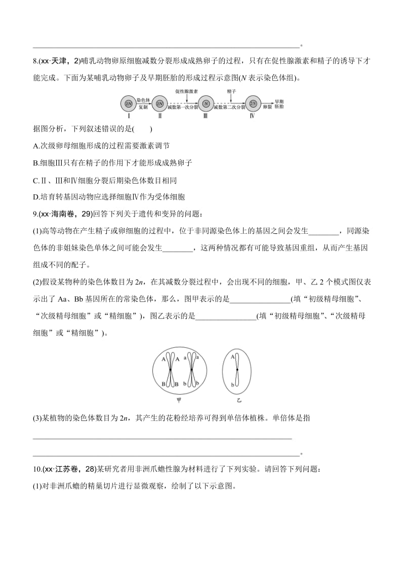 2019-2020年高考生物一轮训练：课时考点12细胞分裂和受精作用.doc_第3页