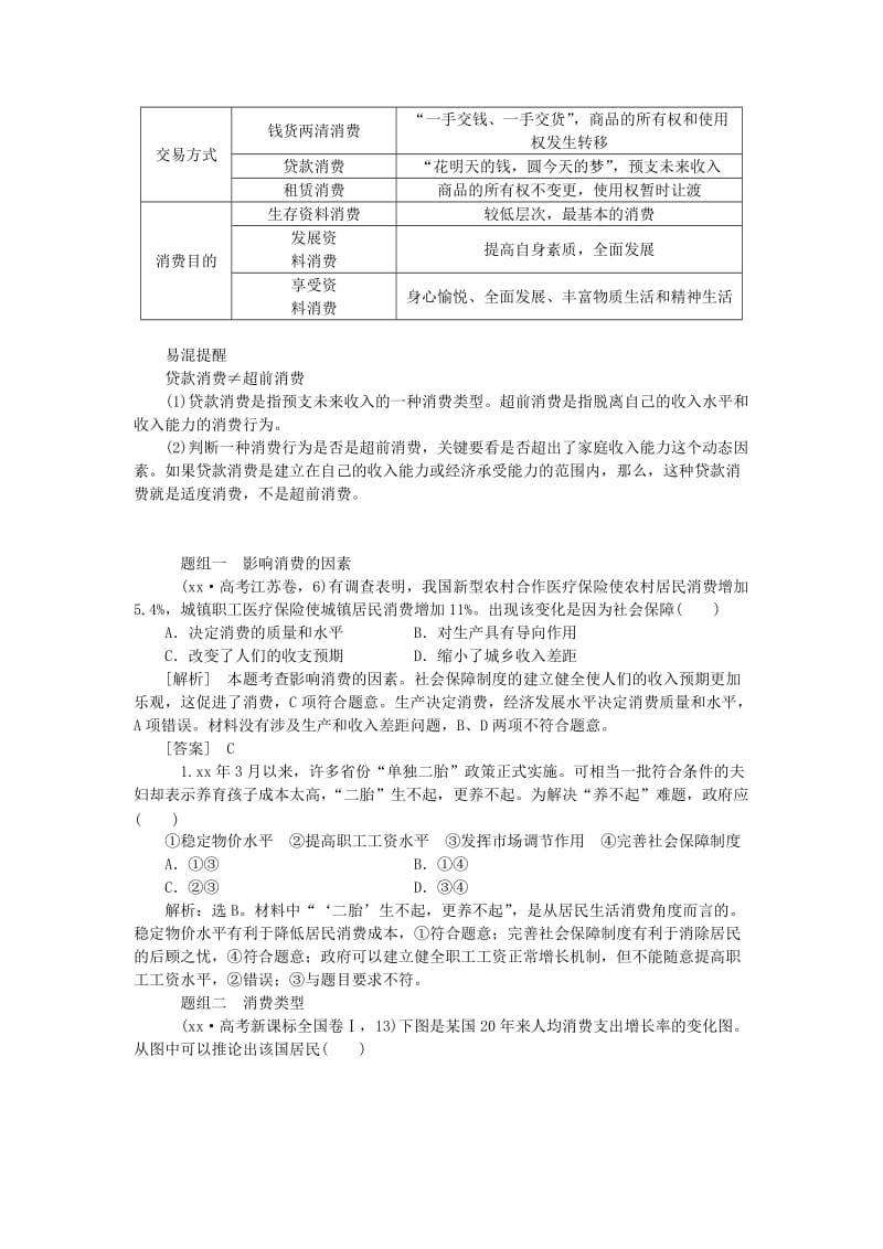 2019-2020年高考政治大一轮复习 第一单元 第三课 多彩的消费讲练 新人教版必修1.doc_第3页