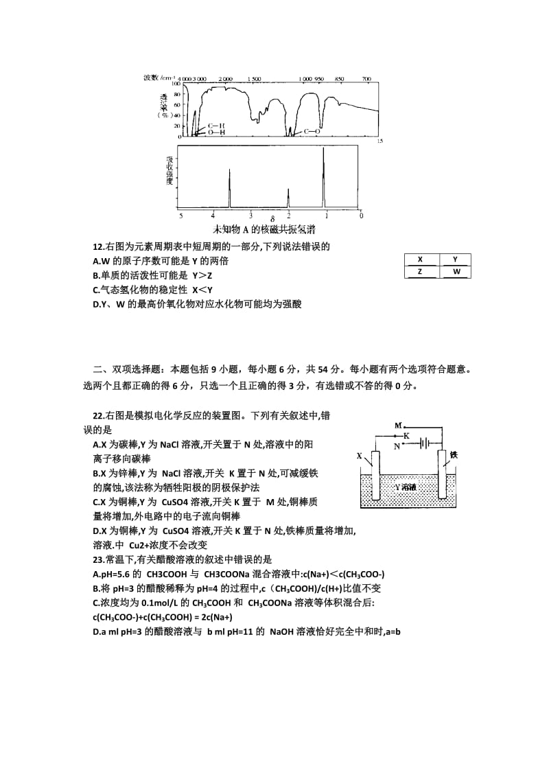 2019-2020年高三下学期第一次周测化学试题 含答案.doc_第2页