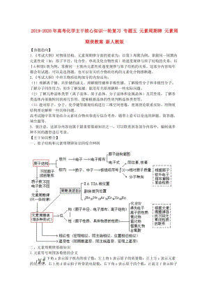 2019-2020年高考化學(xué)主干核心知識一輪復(fù)習(xí) 專題五 元素周期律 元素周期表教案 新人教版.doc