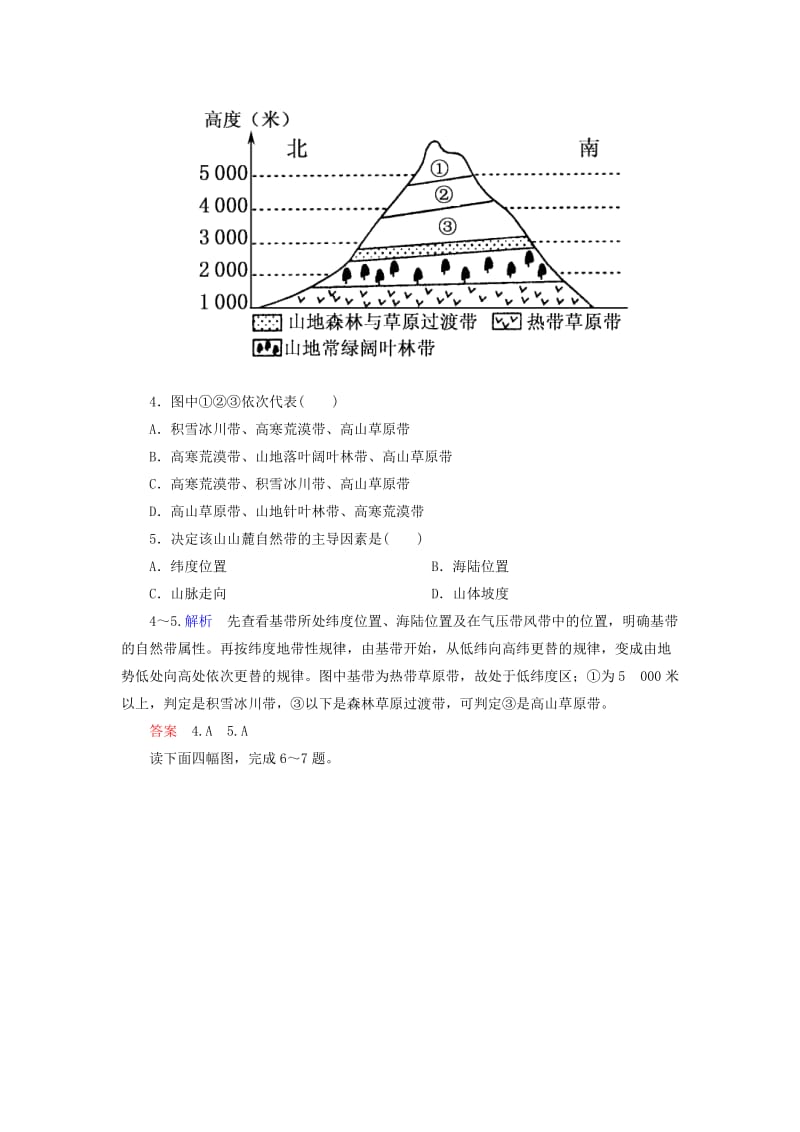 2019年高中地理 第三单元 地理环境的整体性和区域差异综合检测 中图版必修1.doc_第2页