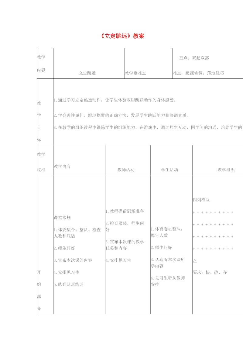 三年级体育下册 立定跳远教案.doc_第1页