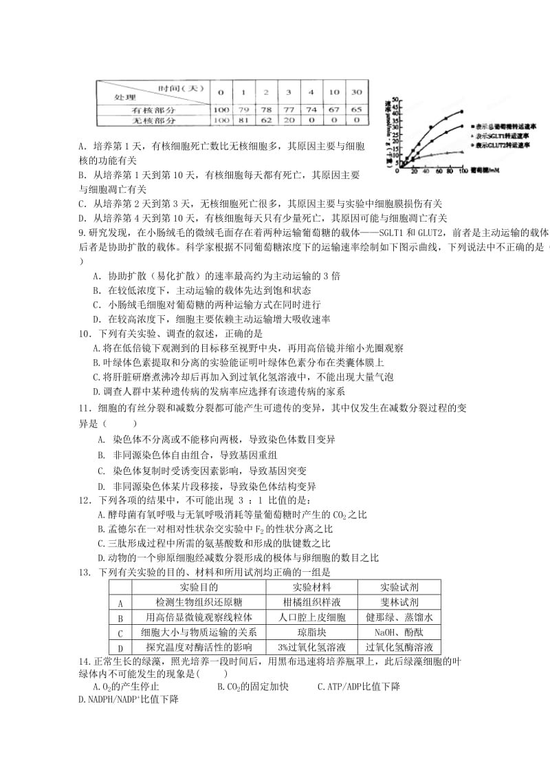 2019-2020年高三生物上学期第三次月考试卷.doc_第2页