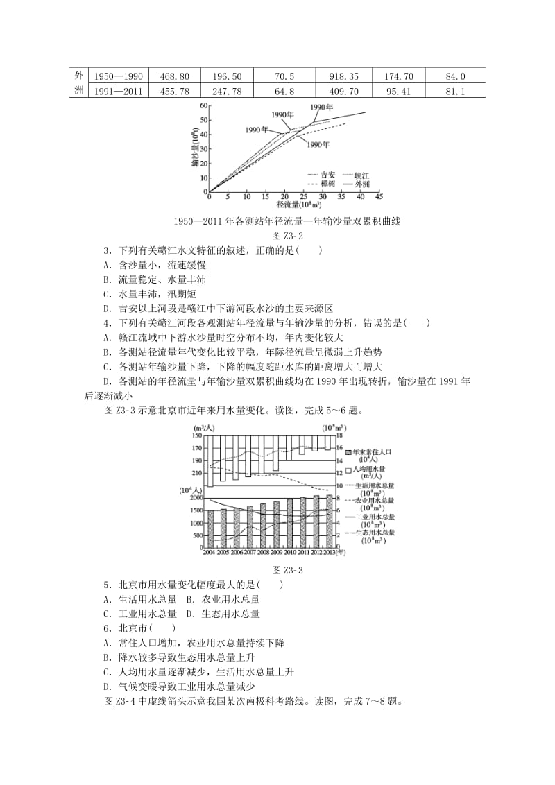 2019年高考地理二轮复习 专题三 水体运动规律限时集训.doc_第2页