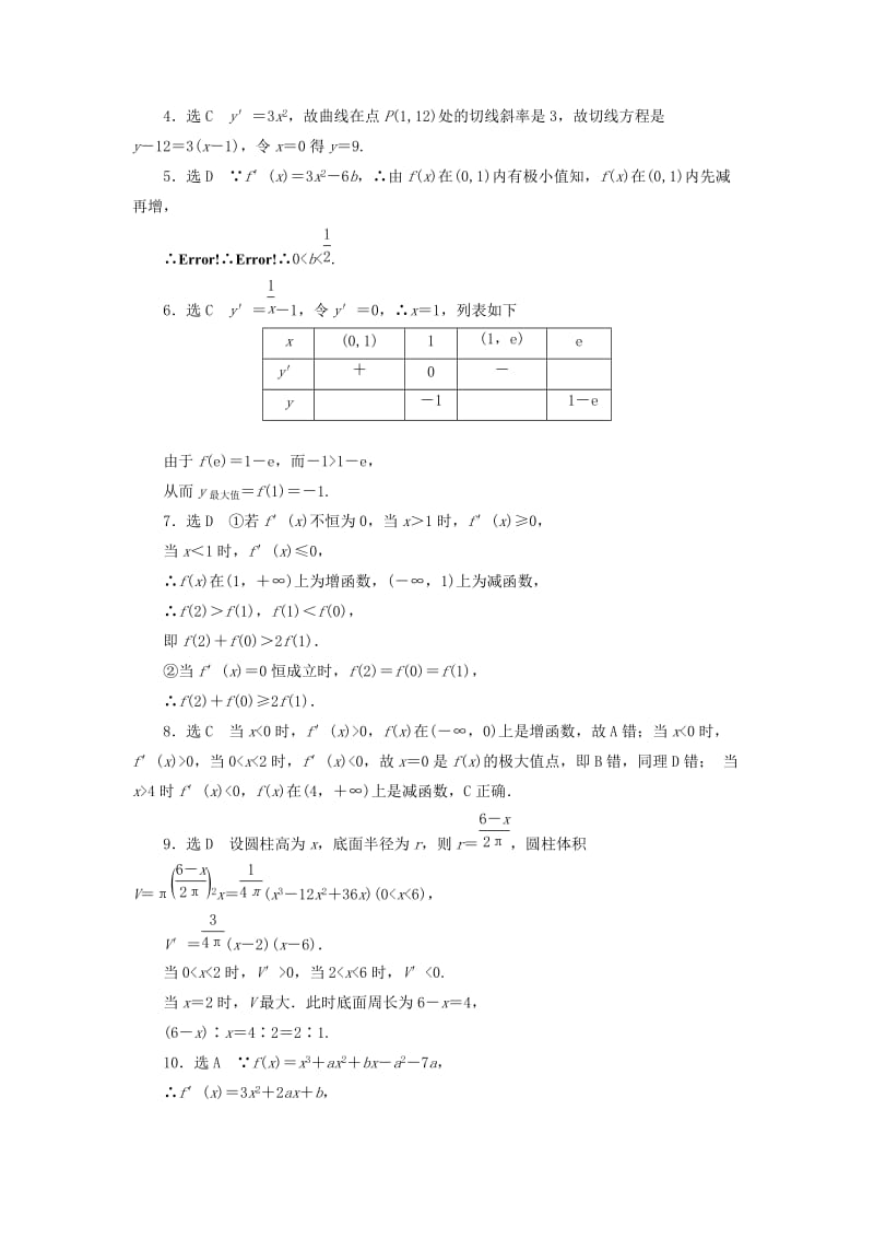 2019-2020年高中数学阶段质量检测三导数及其应用新人教B版.doc_第3页