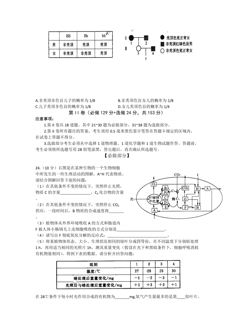 2019-2020年高考仿真（五）生物试题 含答案.doc_第2页