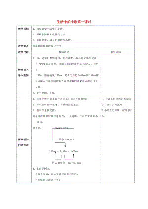 2019春四年級(jí)數(shù)學(xué)下冊(cè) 5《生活中的小數(shù)》教案1 （新版）西師大版.doc