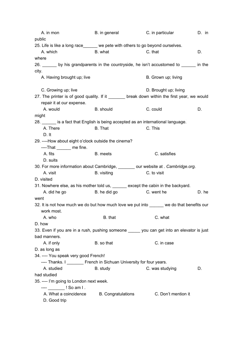 2019-2020年高二上学期期末考试（英语）(II).doc_第3页