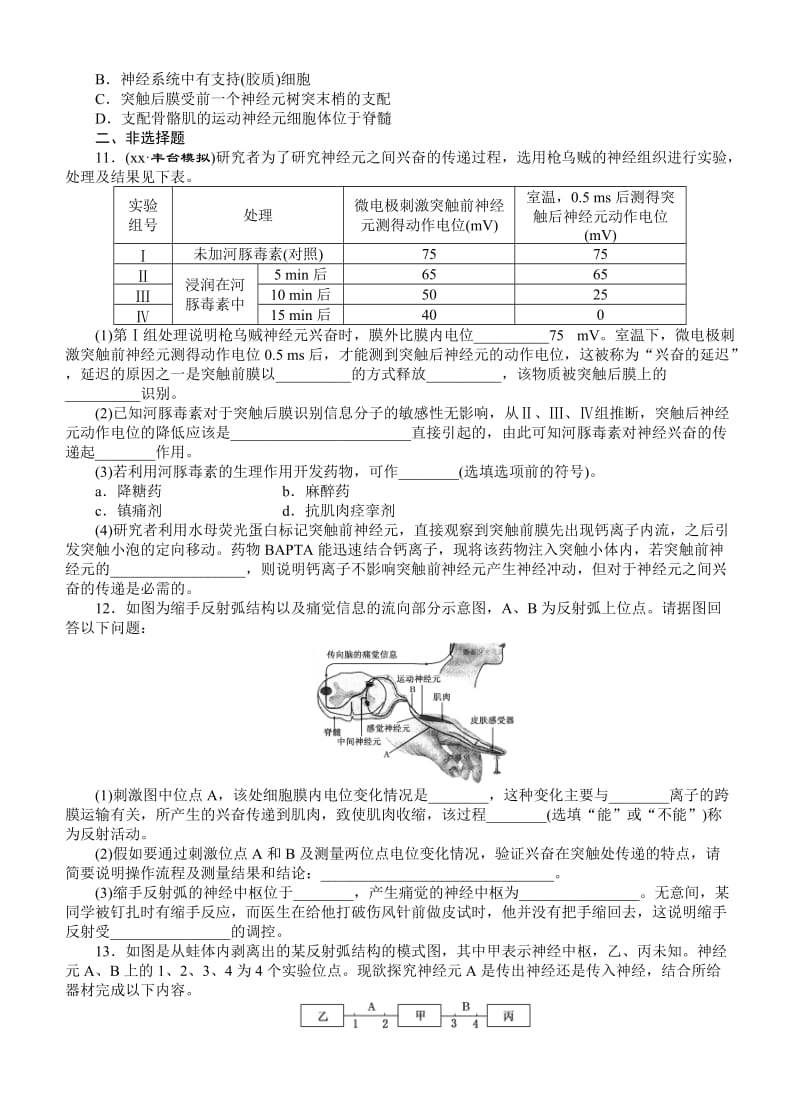 2019-2020年高考生物一轮课下限时集训：33神经调节.doc_第3页