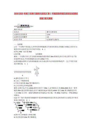 2019-2020年高一生物《遺傳與進化》第1節(jié)基因指導蛋白質的合成課后訓練 新人教版.doc