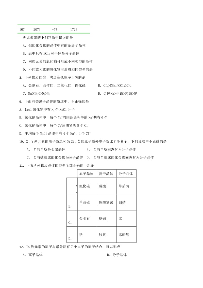 2019-2020年高考化学专题复习强化精练――晶体结构与性质.doc_第2页