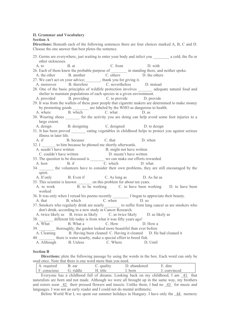 2019-2020年高考模拟考试试卷（二模）英语试题.doc_第3页