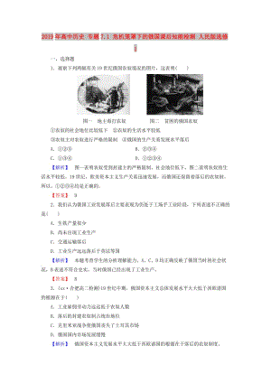 2019年高中歷史 專題7.1 危機(jī)籠罩下的俄國課后知能檢測 人民版選修1.doc