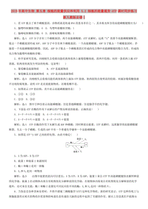 2019年高中生物 第五章 細(xì)胞的能量供應(yīng)和利用 5.2 細(xì)胞的能量通貨-ATP課時同步練習(xí) 新人教版必修1.doc