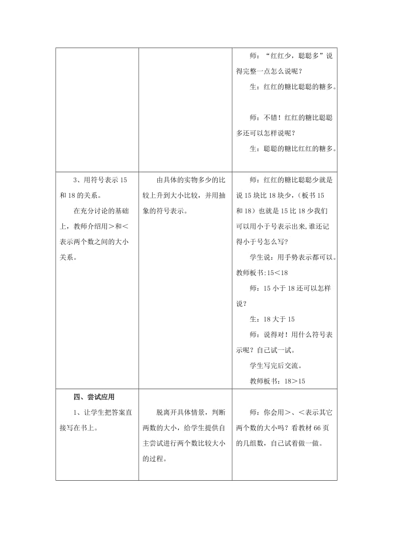 2019一年级数学上册 第7单元《11～20各数的认识》（比较20以内数的大小）教案 （新版）冀教版.doc_第3页