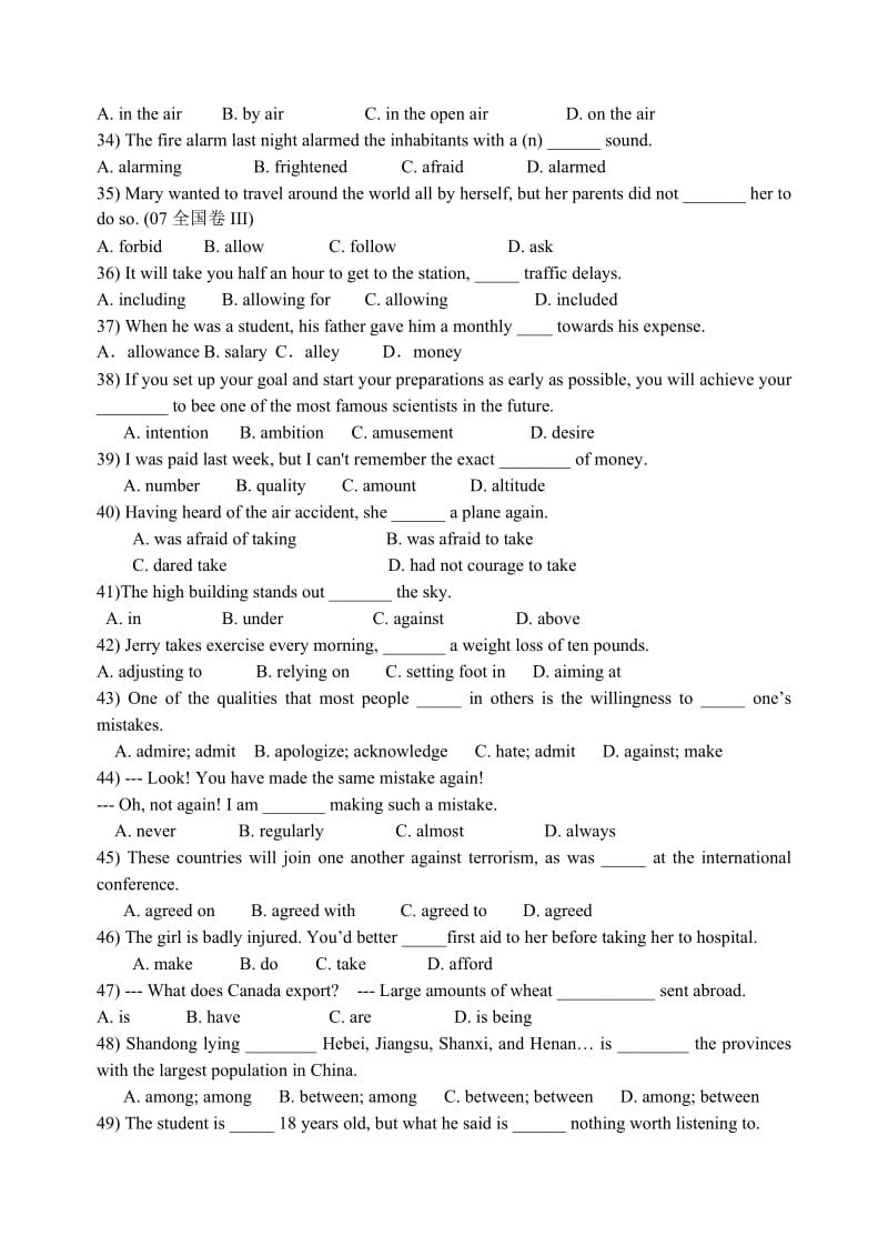 2019-2020年高中英语 词汇复习练习题.doc_第3页