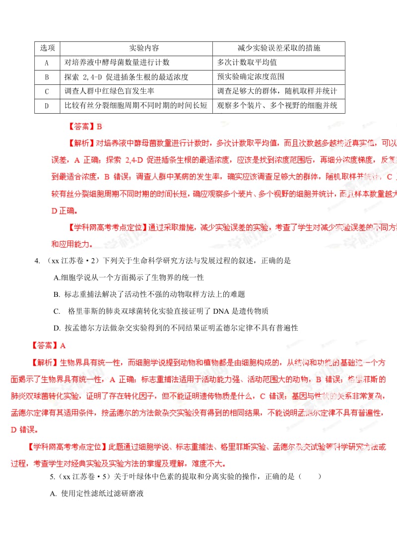 2019-2020年高考试题分项版解析生物 专题15 课本基本实验和经典实验专题（解析版）.doc_第2页