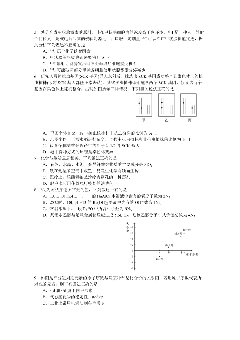 2019-2020年高三上学期九月月考理综卷 含答案.doc_第2页