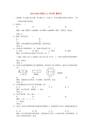 2019-2020年高三11月月考 數(shù)學(xué)文.doc