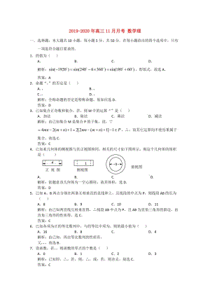 2019-2020年高三11月月考 數(shù)學(xué)理.doc