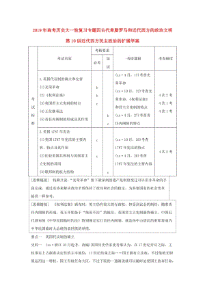 2019年高考歷史大一輪復習專題四古代希臘羅馬和近代西方的政治文明第10講近代西方民主政治的擴展學案.doc