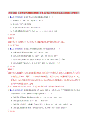 2019-2020年高考化學(xué)試題分項(xiàng)精析 專題05 離子方程式書寫及正誤判斷（含解析）.doc