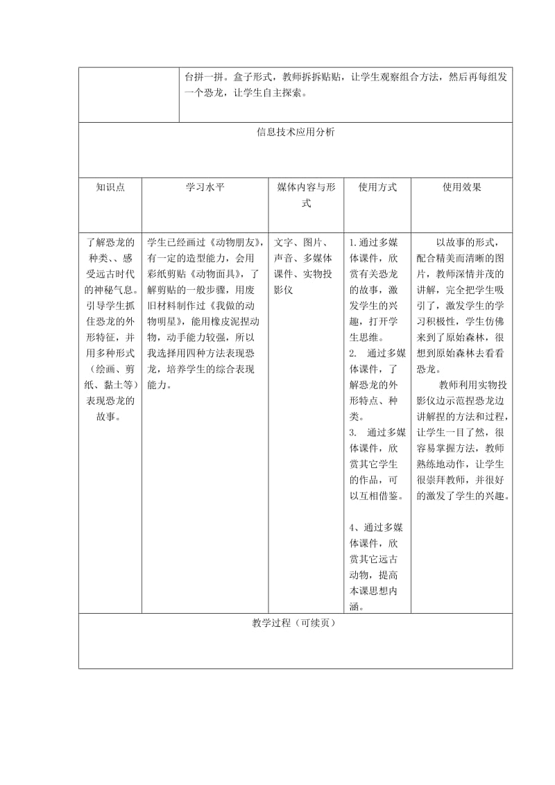 三年级美术上册 恐龙表格教学设计 苏少版.doc_第2页