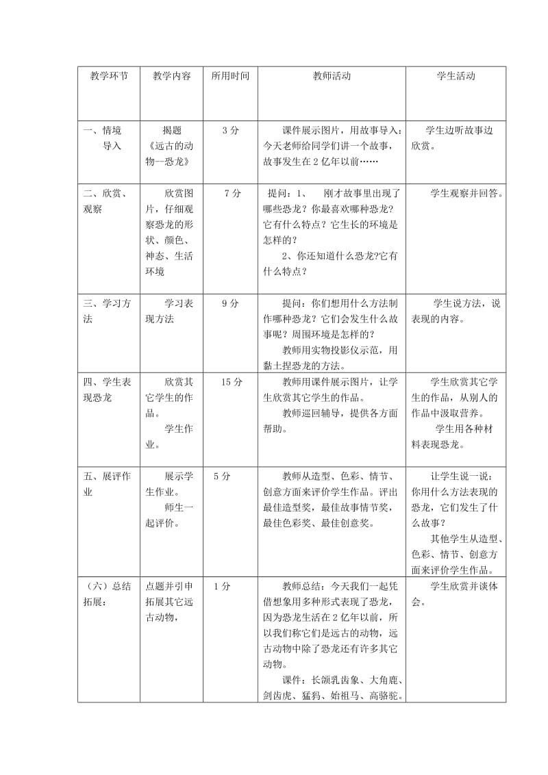 三年级美术上册 恐龙表格教学设计 苏少版.doc_第3页