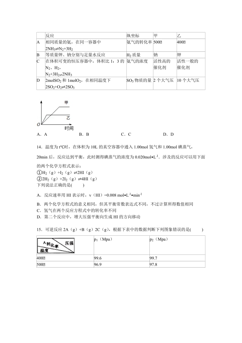 2019-2020年高二上学期第一次月考化学试卷（普通班）含解析.doc_第3页