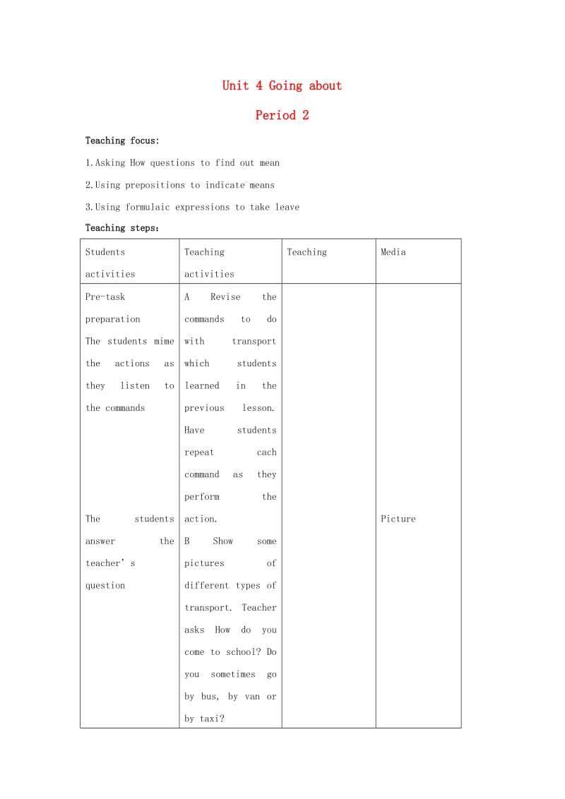 二年级英语上册Unit4Goingaboutperiod2教案沪教牛津版.doc_第1页