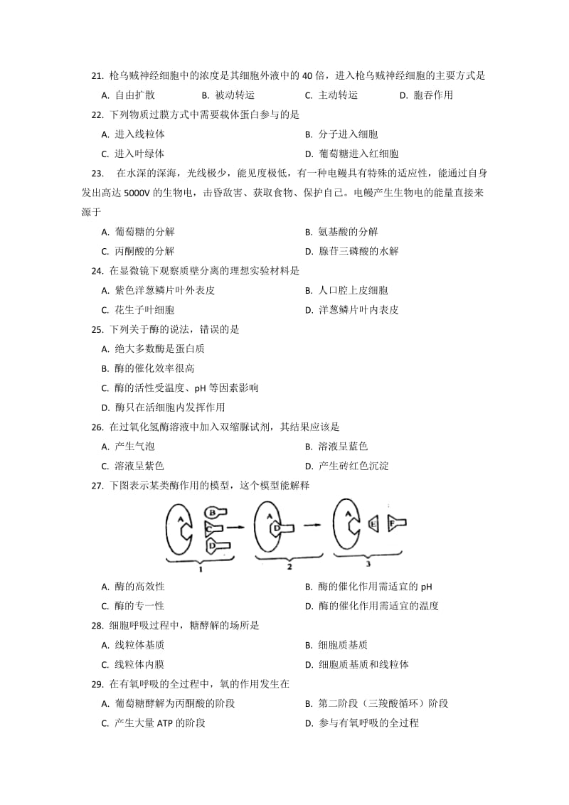 2019-2020年高二上学期期中测试 生物试卷（理科）.doc_第3页