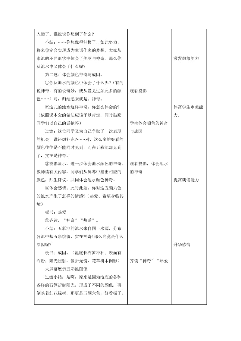 2019四年级语文上册 12《五彩池》教案4 浙教版.doc_第3页