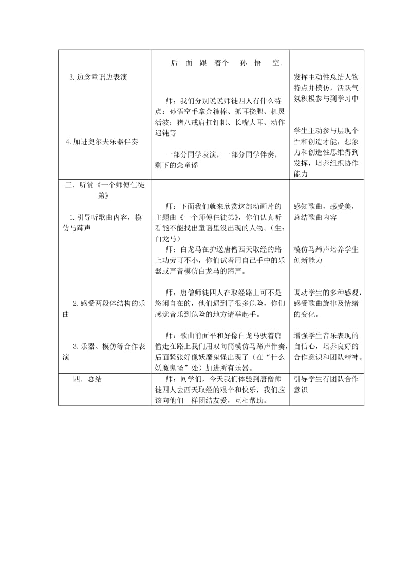 2019秋一年级音乐上册 第5单元《一个师傅仨徒弟》教案 新人教版.doc_第2页