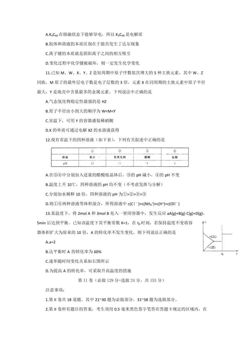 2019-2020年高三高考预测试题（十）（理综化学）.doc_第2页