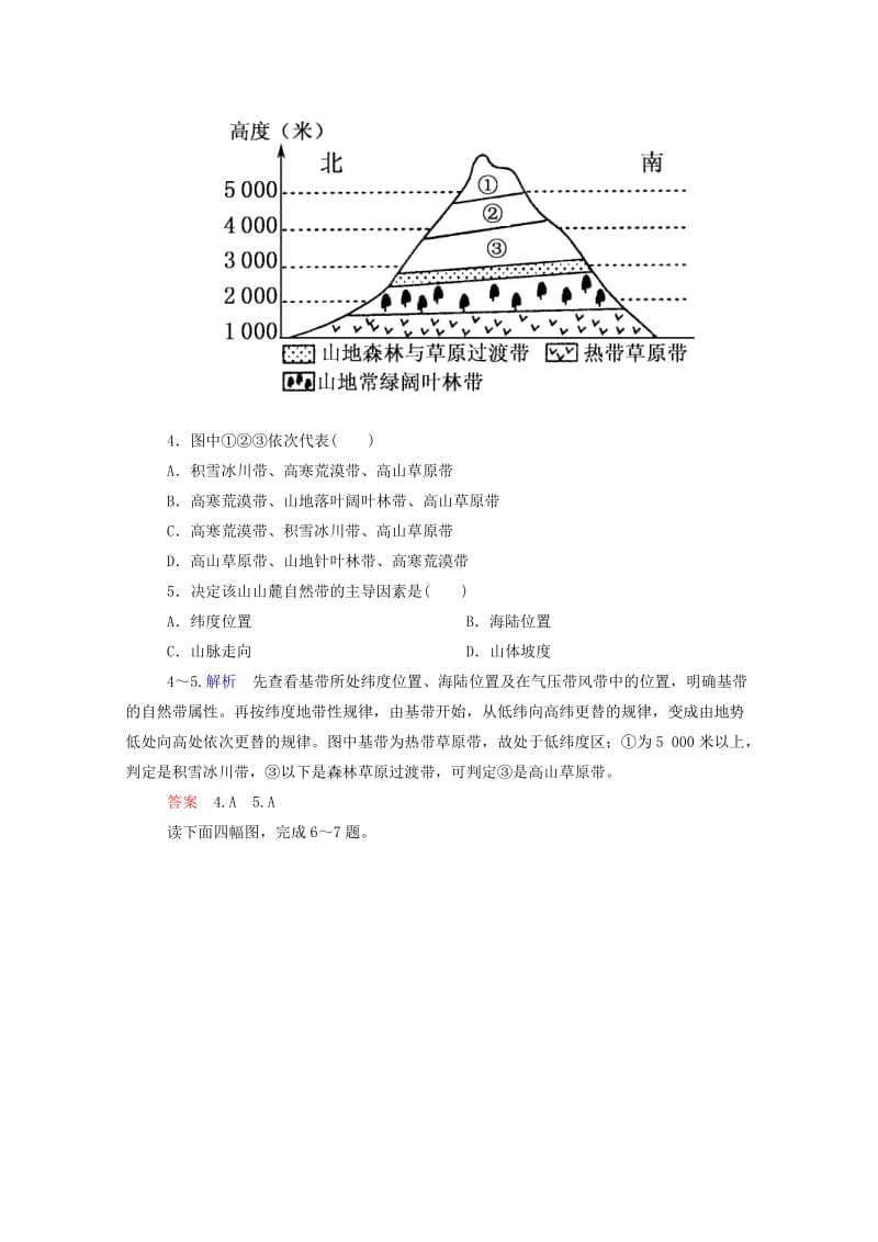 2019年高中地理 第三章 地理环境的整体性和区域差异综合检测 中图版必修1.doc_第2页