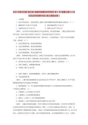 2019年高中生物 第五章 細(xì)胞的能量供應(yīng)和利用 第4節(jié) 能量之源——光與光合作用課時作業(yè) 新人教版必修1.doc