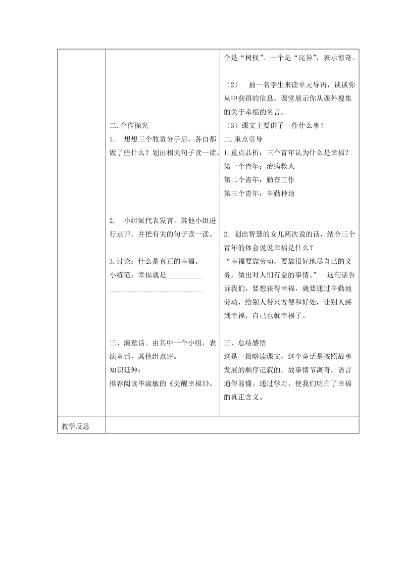 2019年秋四年级语文上册《幸福是什么》教案1 鲁教版.doc_第2页