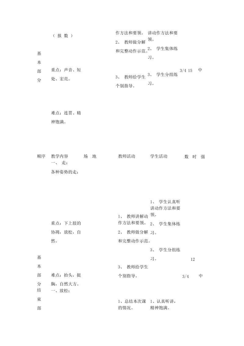 五年级体育下册 队列 报数 复习走：各种姿势的走教案.doc_第2页