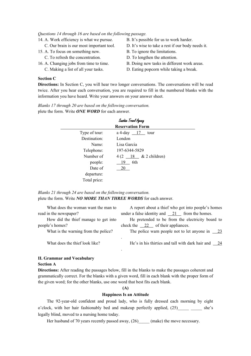 2019-2020年高三第二次高考模拟考试英语试题 含答案.doc_第2页