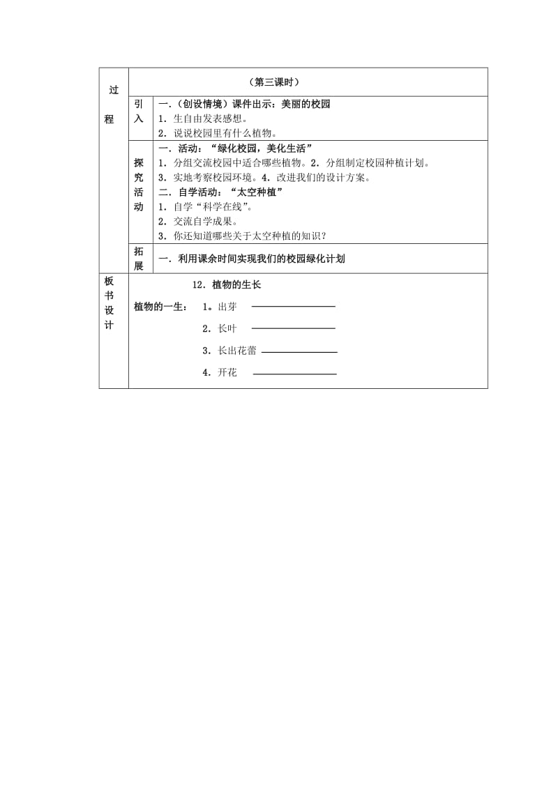 四年级科学下册 第4单元 12《植物的生长》教案 翼教版.doc_第2页