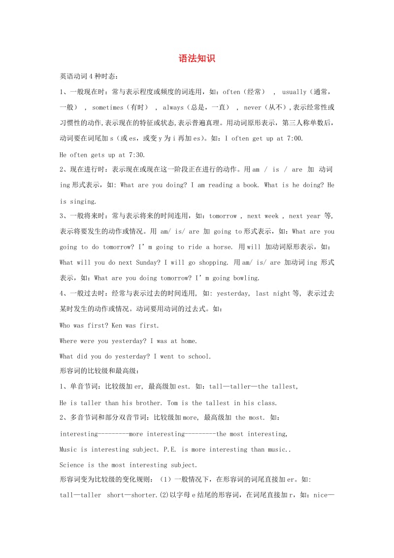 小升初英语 知识梳理总复习 语法知识 闽教版.doc_第1页