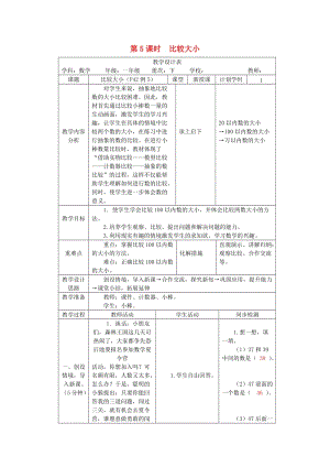 一年級數(shù)學(xué)下冊 第4單元 100以內(nèi)數(shù)的認(rèn)識 第5課時 比較大小教案 新人教版.doc