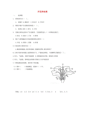 六年級(jí)生物下冊(cè) 第三單元 第二章 第三節(jié) 開(kāi)花和結(jié)果評(píng)測(cè)練習(xí) 魯科版（五四制）.doc