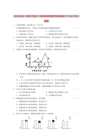 2019-2020年高三生物 生命活動的調(diào)節(jié)單元測試（04）舊人教版.doc