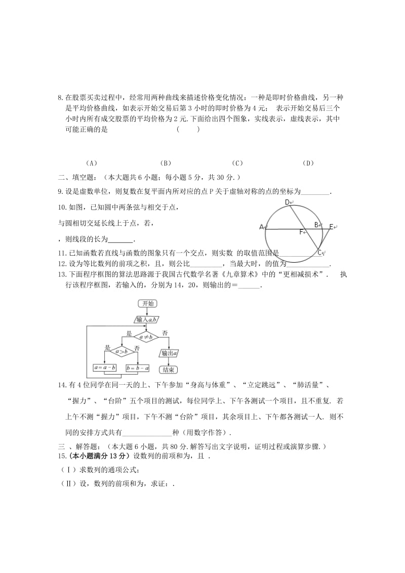 2019-2020年高三第一次（9月）月考数学理试卷 含答案.doc_第2页