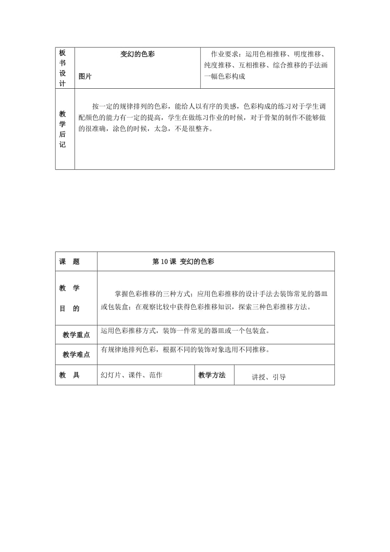 2019春五年级美术下册 第4单元“构成”艺术宫 第10课《变换的色彩》教案 岭南版.doc_第2页