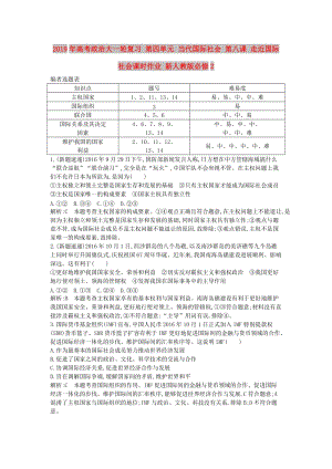 2019年高考政治大一輪復習 第四單元 當代國際社會 第八課 走近國際社會課時作業(yè) 新人教版必修2.doc